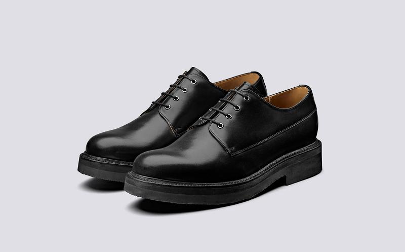 Grenson Hurley Mens Derby Shoes - Black Leather BI8692